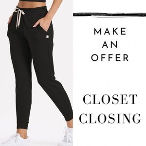 Black Vuori Joggers, used with some wear and tear, size M